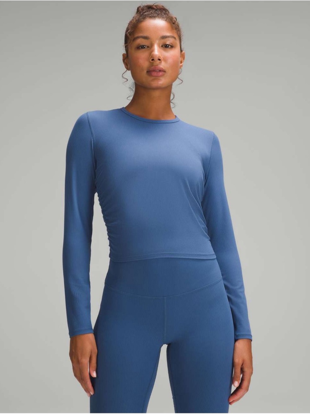 Lululemon Set Bundle: Ribbed Nulu Long Sleeve + Align High-rise Pant (L/14) Blue